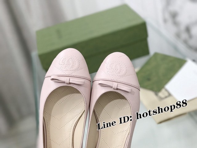 gucci女士單鞋皮鞋平底鞋 古馳2022最新經典款平底芭蕾舞鞋 dx2448